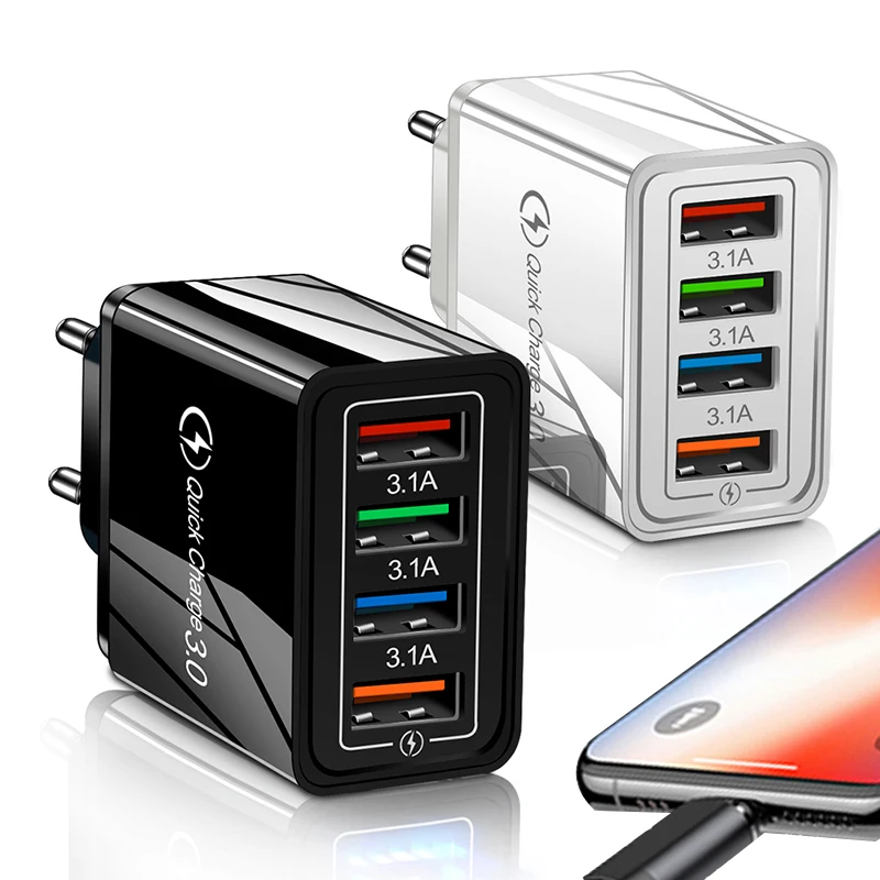 XEDAIN EU/US телефон быстрое зарядное устройство USB высокое качество штекер 4 порта QC 3 0