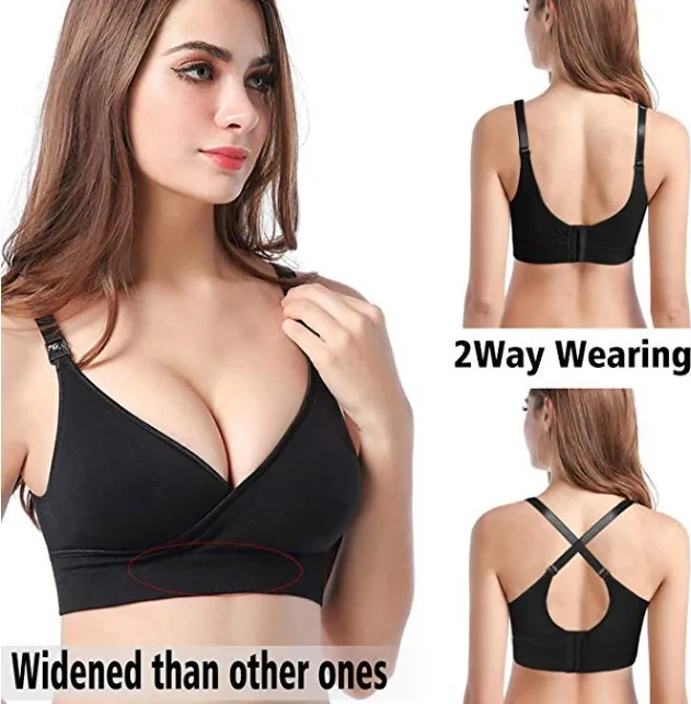 Nursing Bras Seamless Steel Ring Large Size Front Buckle Cross Feeding-Underwear Pregnant Women Nursing Bra