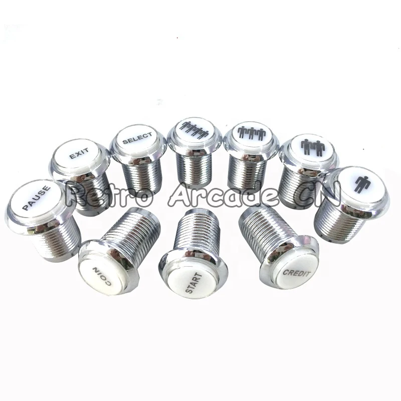 US $136.45 12v illuminated 33mm chrome arcade push buttons white led with micro switch startexitpausecreditselectplayer function