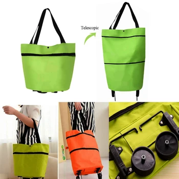 

Trolley Bag Portable Multi-Function Oxford Folable Tote Shopping Bag Cart Reusable Grocery Bags with Wheels Cart