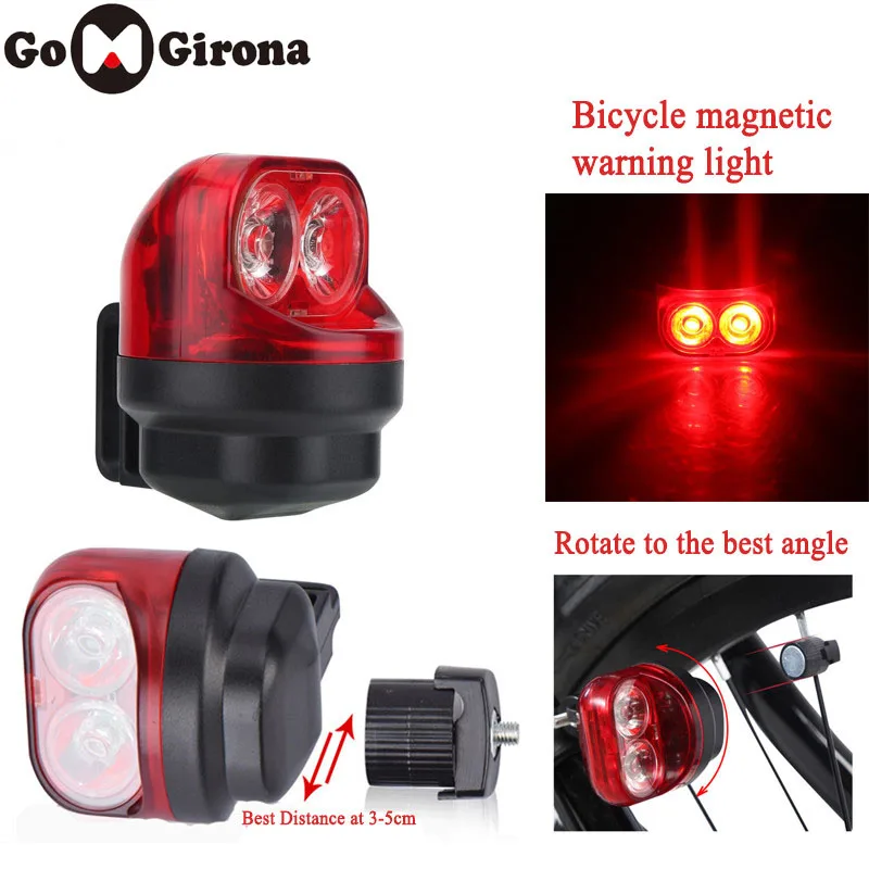 Excellent GOMGIRONA Magnetic Induction Riding Warning Mountain Bike Light Cycling Rear Front Tail Wheel Light with Holder Bike Accessory 0