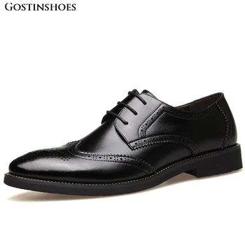 

Buty Meskie Men Brogue Casual Genuine Leather Business Adults Carved Men Shoes Zapatos De Hombre