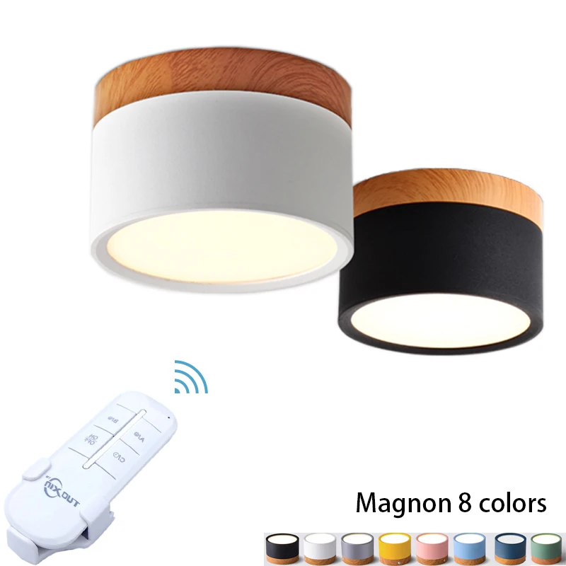 LED Down Light Remote control 7W 15W Macaroon Aluminum Ceiling  Nordic Wood Grain Spotlight Indoor Lobby Living Room bedroom