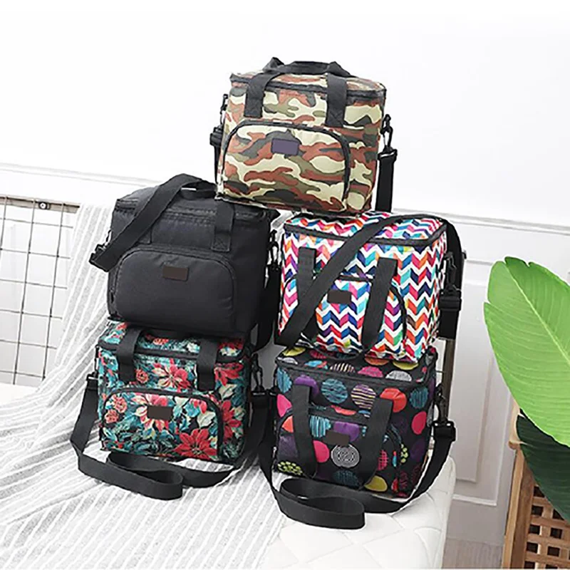 

10LNew Printed Camping Bag 600D Oxford Picnic Beer Food Waterproof Lunch Box Bag Portable Insulated Bag For Camping Hiking Sport