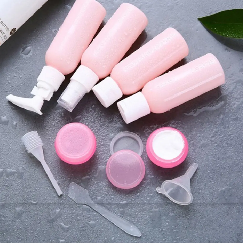 Travel Portable Pink Cosmetics Sub Bottle Set Spray Bottle Travel Plastic Bottle Cosmetic Bottle 9Pcs 2