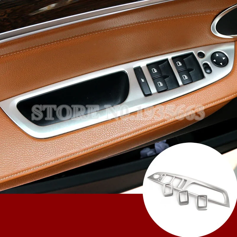 Steel Interior Door Handle Window Switches Trim 4PCS For BMW X5 E70 2008-2013