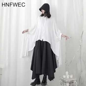 

Loose Plus Size Womens Tops and Blouses Fashion Bat Sleeves Irregular Wild Shirt Personality Minority Streetwear T063