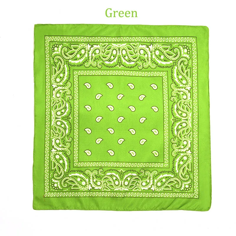 Green Модная бандана в стиле хип-хоп из хлопка, квадратный шарф 55 см* 55 см, черная, красная повязка на голову с принтом пейсли для женщин/мужчин/мальчиков/девочек - Цвет: Green