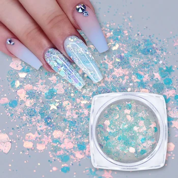 

1 Box Nail Glitter Powder Nail Art Pigment Sequins Silver Neon DIY Flake Nail Art Decorations Dust Pigment