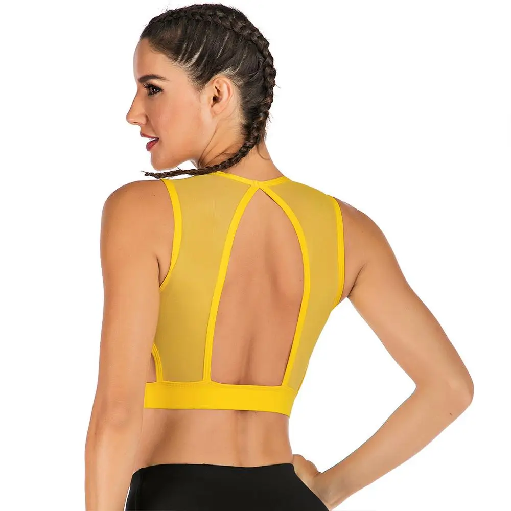 

Sports Bra Sexy Mesh Crop Top Breathable Push Up Bra Top Quick Dry Gym Bra Women Fitness Clothing For Running Jogging Sportswear