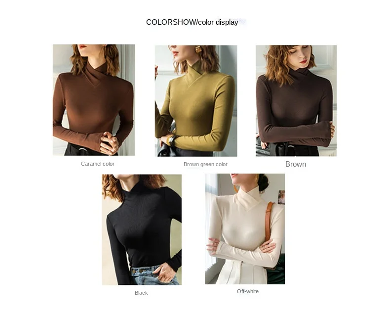 Stand-up Collar Long-sleeved Stretch T-shirt Women's Fall/winter Fleece Padded Warm Basic Pullover Bottoming Shirt Fashion Top Stand-up Collar Long-sleeved Stretch T-shirt Women's Fall/winter Fleece Padded Warm Basic Pullover Bottoming Shirt Fashion Top