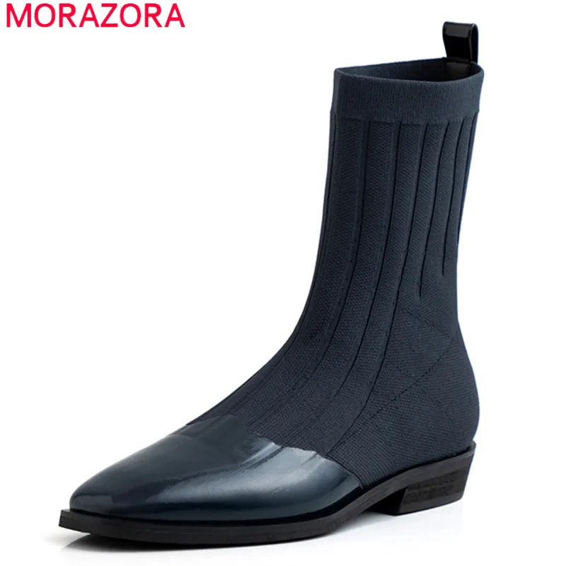 MORAZORA/2020 г. новые Брендовые ботильоны высокого качества Повседневная обувь на