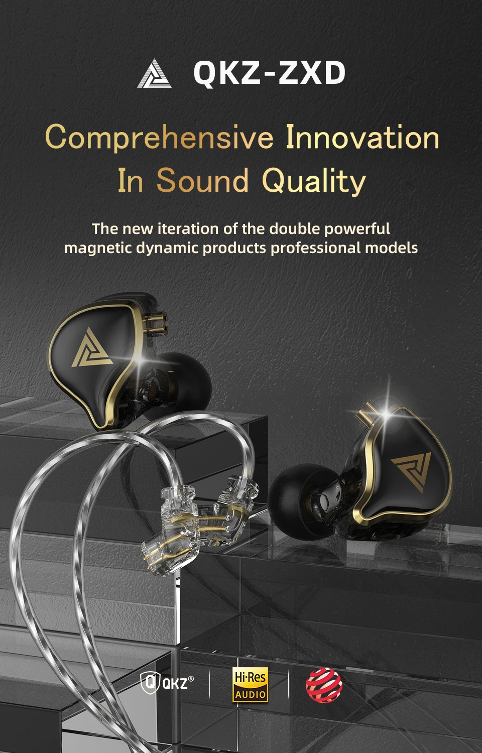 QKZ ZXD HiFi Earphone Super Bass Earbuds Music Monitor Wired Headphones With Microphone Noise Cancelling Headset Games Sports