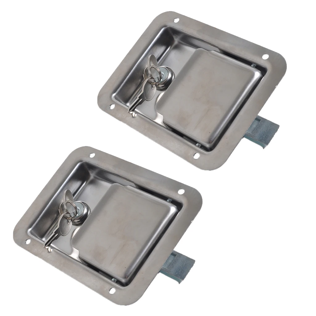 2 Pcs Stainless Steel Tool Box Motorhome Entry Dead Bolt Lock Latch&Key & Gasket For Marine Yacht RV Vehicles Trailers Caravan