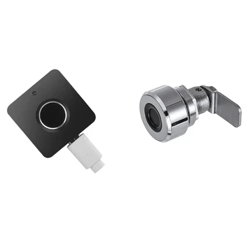 

2pcs ligent Electronic Lock File Cabinet Lock Storage Cabinet Fingerprint Lock - Silver & white + black