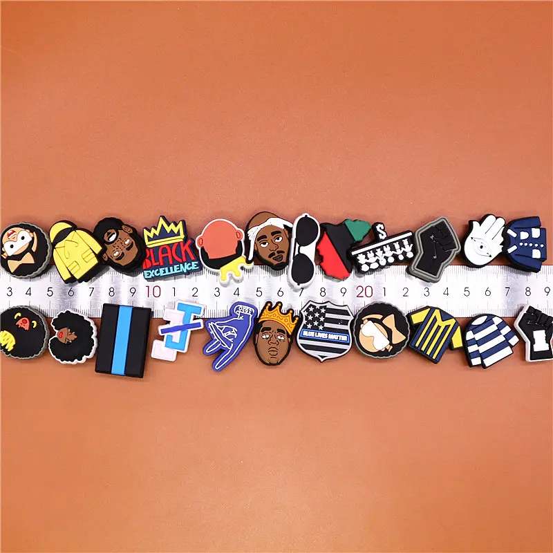Crock Charms Accessories Custom Cartoon Cute PVC Shoe Croc Buttons Sandals Charms Black Lives Dope Father Portrait Free Shipping