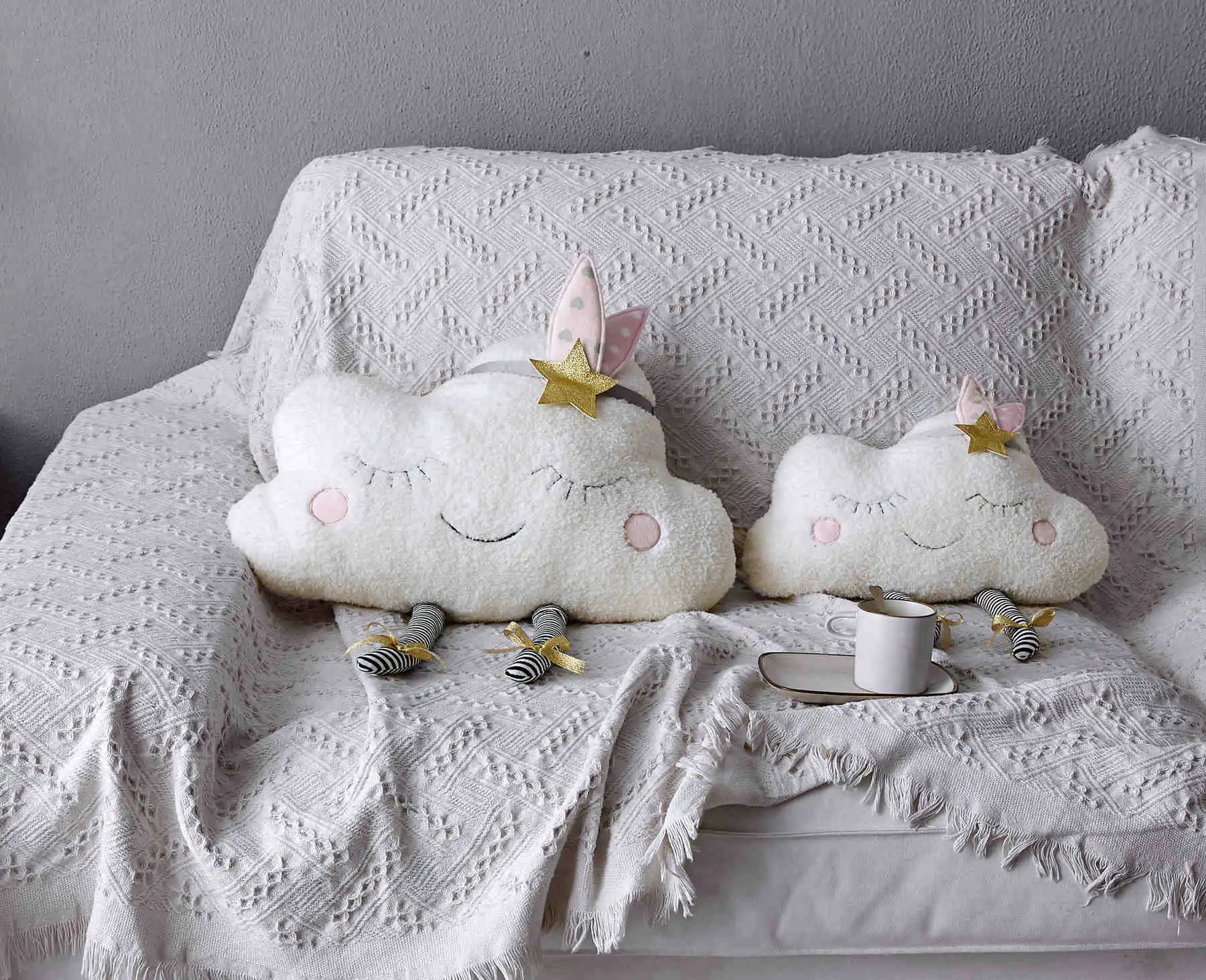 lucky Boy Sunday New Ins Cloud Plush Pillow Soft Cushion Kawaii Cloud Stuffed Plush Toys For Children Baby Kids Pillow Girl Gift