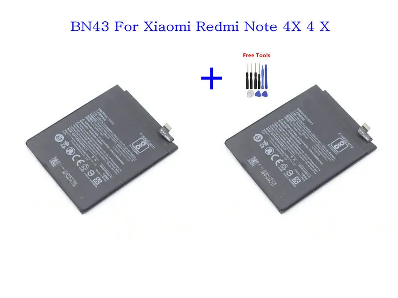 

2x 4100mAh / 15.8Wh BN43 / BN 43 Mobile Phone Replacement Battery For Xiaomi Redmi Note 4X 4 X + Repair Tools kit