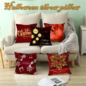 

Merry Christmas Cushion Cover Decorations For Home Navidad 2021 Office Sofa Pillowcase New Year Home Decor Navidad Accessories