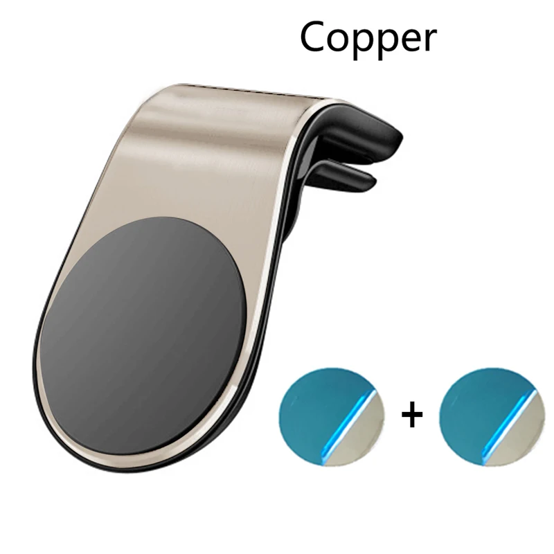 Автомобильный держатель для телефона Магнитный l-образный держатель для крепления на вентиляционное отверстие в автомобиле gps держатель для мобильного телефона для iPhone X samsung S9 Xiaomi - Цвет: copper