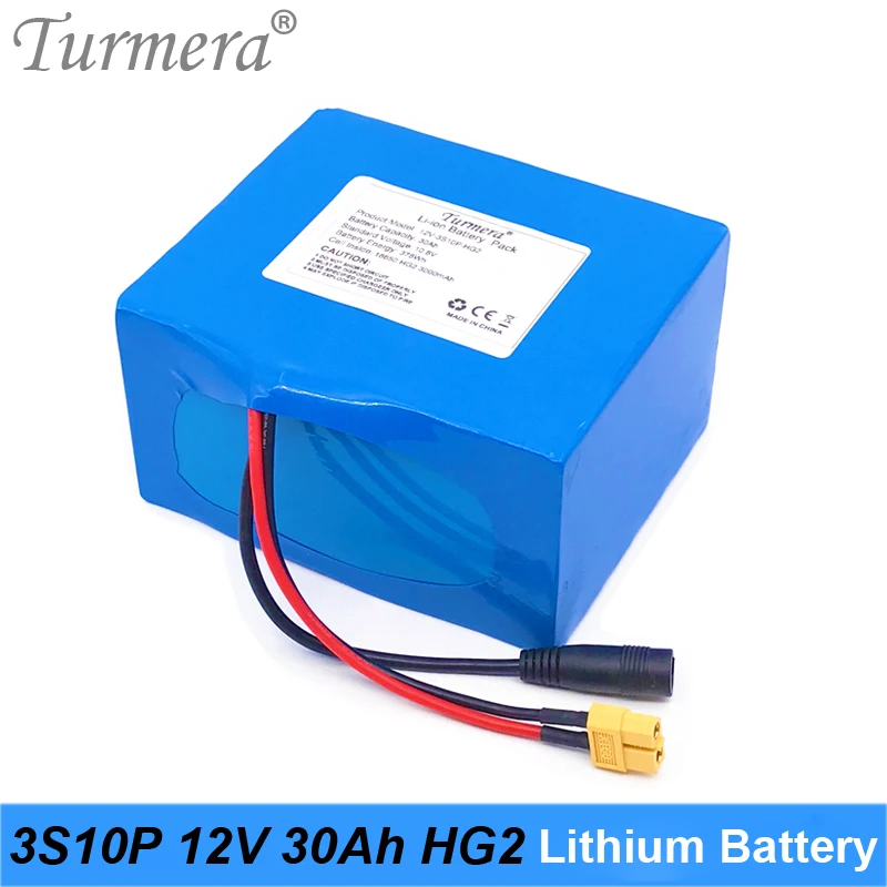 Turmera 12V 30Ah Li-ion Battery 3S10P 18650 HG2 3000mAh 30A with 3S 40A Balance Board for Uninterrupted Power Supply | Электроника