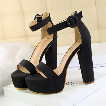 

2020 Summer Block 13cm High Heels Sandals Women Classic Sexy Pumps Ladies 4.5cm Platform Red Valentine Party Strap Quality Shoes