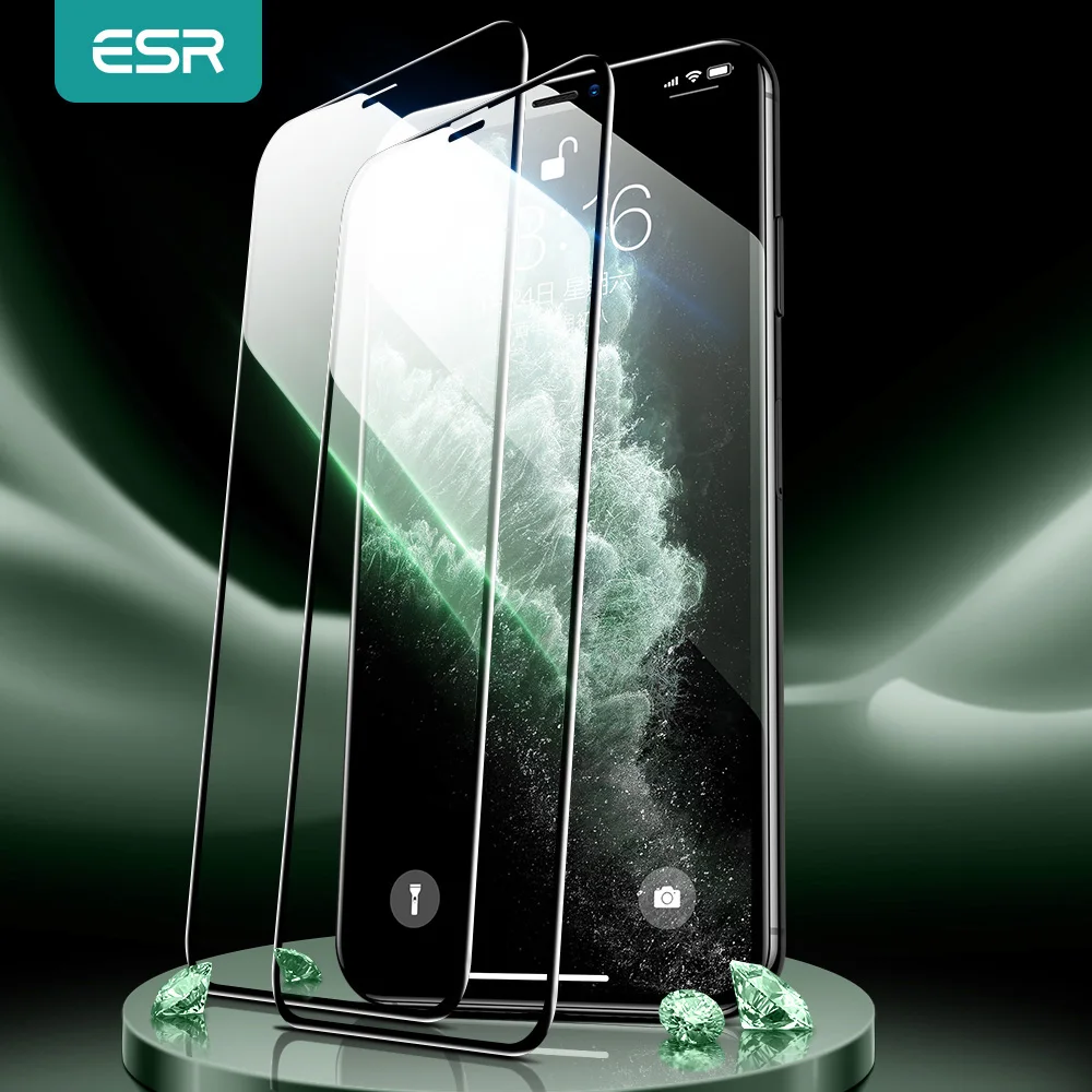 ESR-Protector de pantalla de vidrio templado para iPhone, película de cobertura completa 3D para iPhone 12 mini 12pro Max 11 Pro X XR XS Max