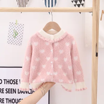 

2020 Winter Girls Cardigan Sweaters Children Autumn Warm Knitted Sweater Toddler Little Girls Long Sleeve Clothes for 3 5 7 Yrs