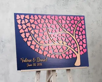 

Custom 3d guest book alternative Wedding guestbook sign in Personalized Customized wedding tree Wood guestbook