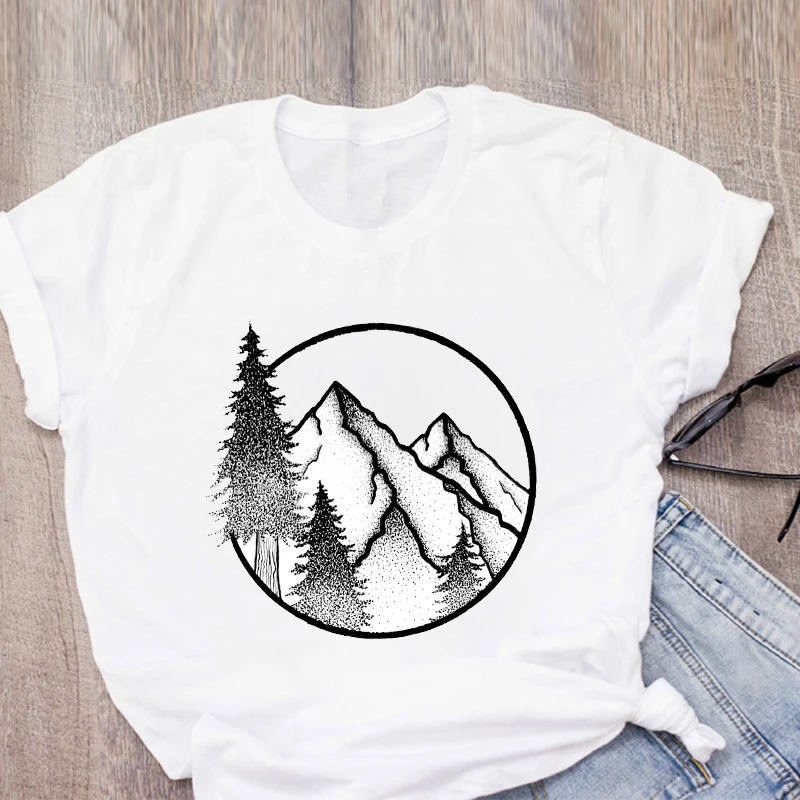 Женская футболка с геометрическим рисунком Camper Mountain летняя женская одежда