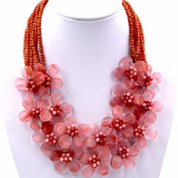 

Red Cherry Quartzs beads flower Necklace