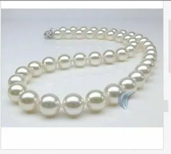 

Huge 10-11mm natural south sea genuine white pearl necklace 18"