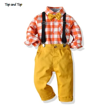 

Top and Top New Fashion 2020 Toddler Boys Clothes Set Kids Long Sleeve Stars Shirt Tops+Overalls Outfit Boys Luxury Clothing