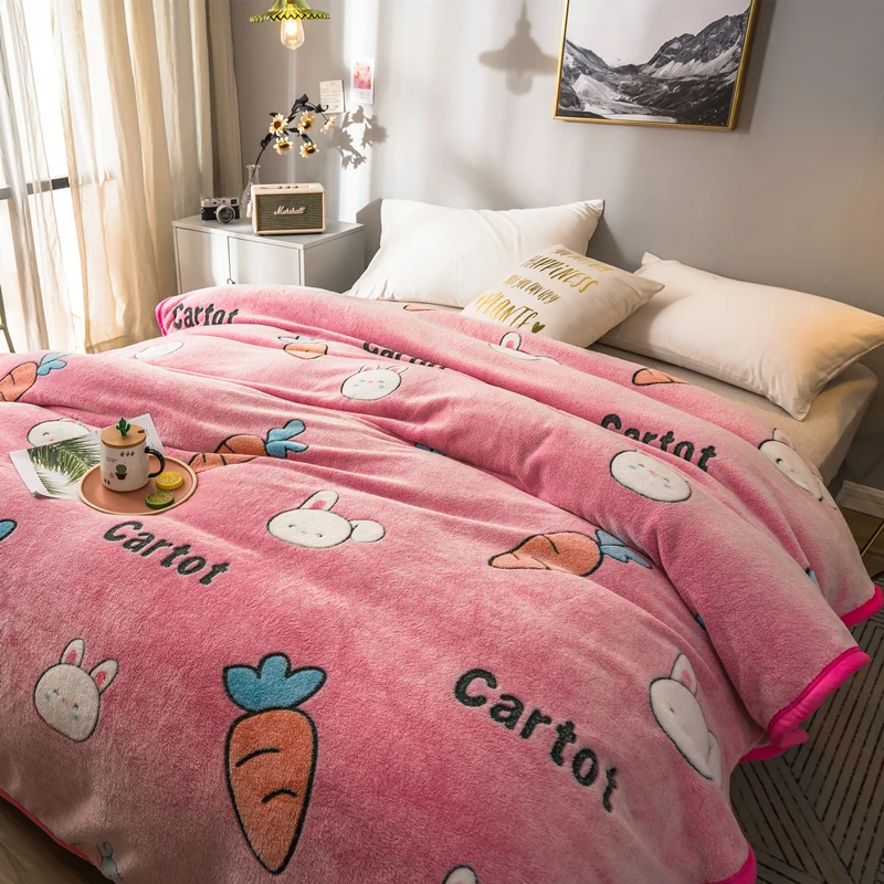 Carrot Pink Флисовое одеяло, зимние фланелевые плотные покрывала, Скандинавское одеяло для кровати, мультяшное одеяло, простыня для взрослых и детей, ТВ, покрывало для дивана - Цвет: Carrot Pink