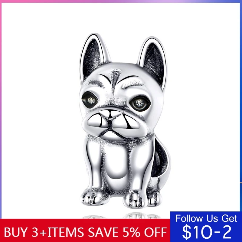 

CodeMonkey French Bulldog Metal Beads for Women Original Silver Charm Bracelet 925 Sterling Silver European Fashion Jewelry 1306