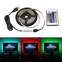 Светодиодный RGB светильник для кухонного шкафа, 5 В, USB, водонепроницаемый гибкий светодиодный светильник, лента для внутреннего ТВ, черный светильник, смещение, настольный ПК, ЖК-украшение
