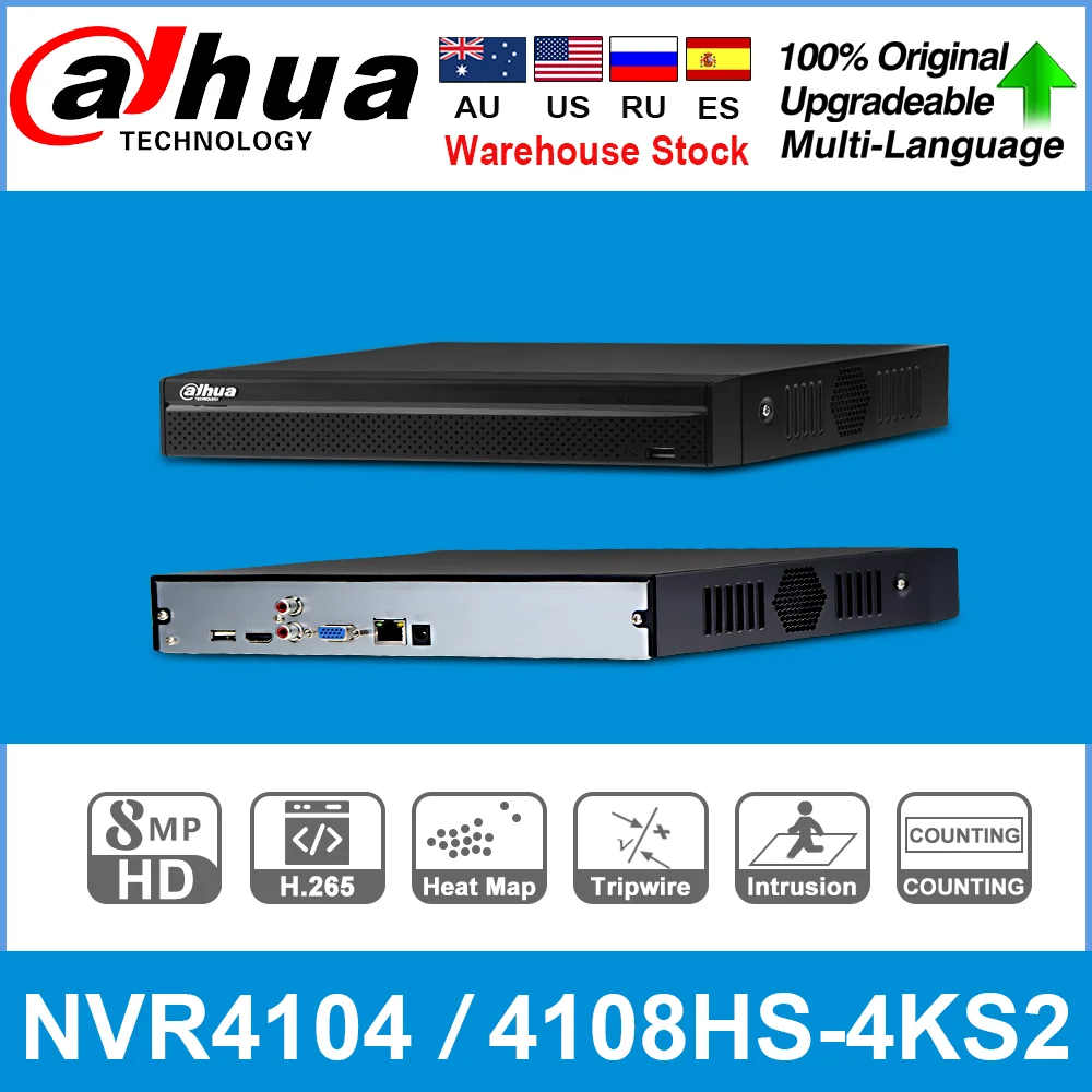 Сетевой видеорегистратор Dahua оригинальный NVR4104HS-4KS2 NVR4108HS-4KS2 4/8 CH Compact 1U H.265 4K Lite 80
