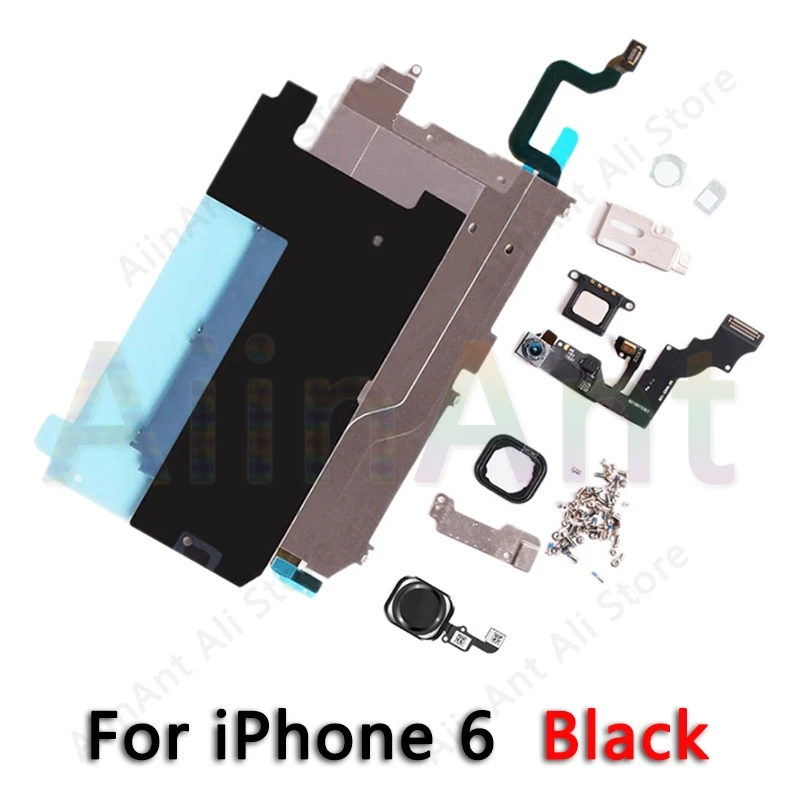 For iPhone 6 Black Для iPhone 5 5S 5c 6 6s Plus ЖК-экран металлический маленькие детали Защитная крышка ушной динамик фронтальная камера Кнопка Домой Flex - Цвет: For iPhone 6 Black