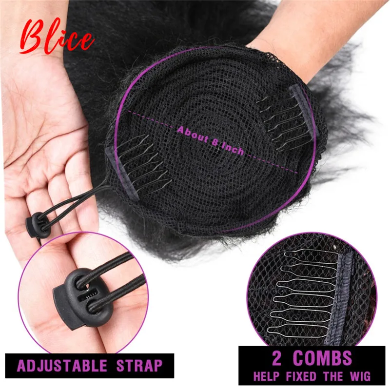 Blice 1"-24" Drawstring Kanekalon термостойкие синтетические вьющиеся прямые волосы с двумя пластиковые расчески конский хвост для наращивания
