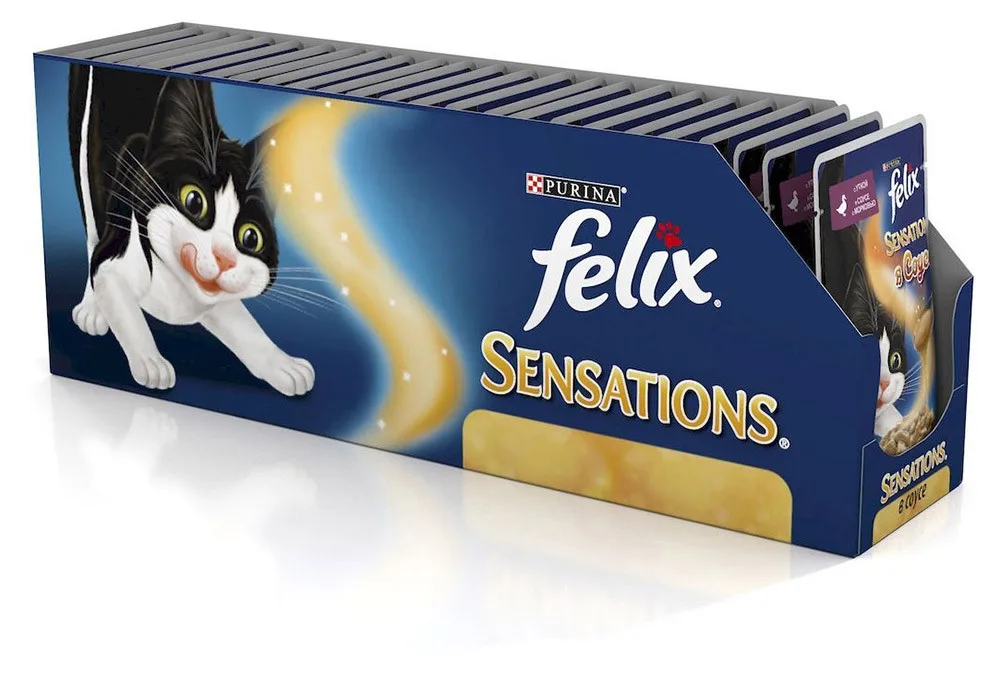 Корм влажный Felix Sensations в соусе для кошек c уткой, 85 г(24 шт