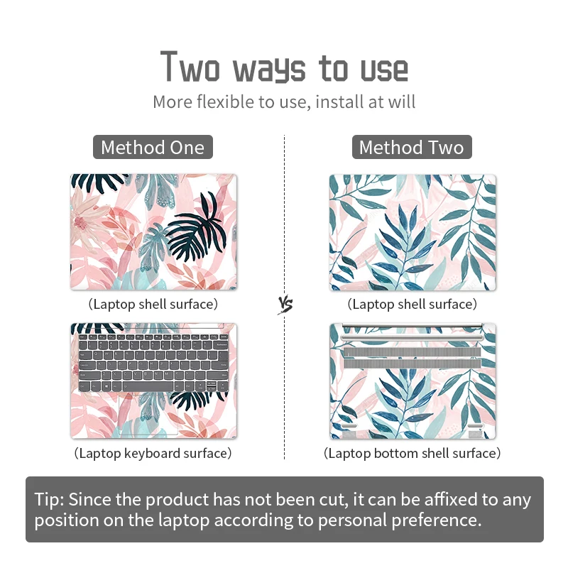 Universal Botany Cover Laptop Stickers Skins 2pcs 13.3"14"15.6"17.3" Vinyl Skin Leaf Decorate Decal for Macbook /Lenovo/Asus/Hp