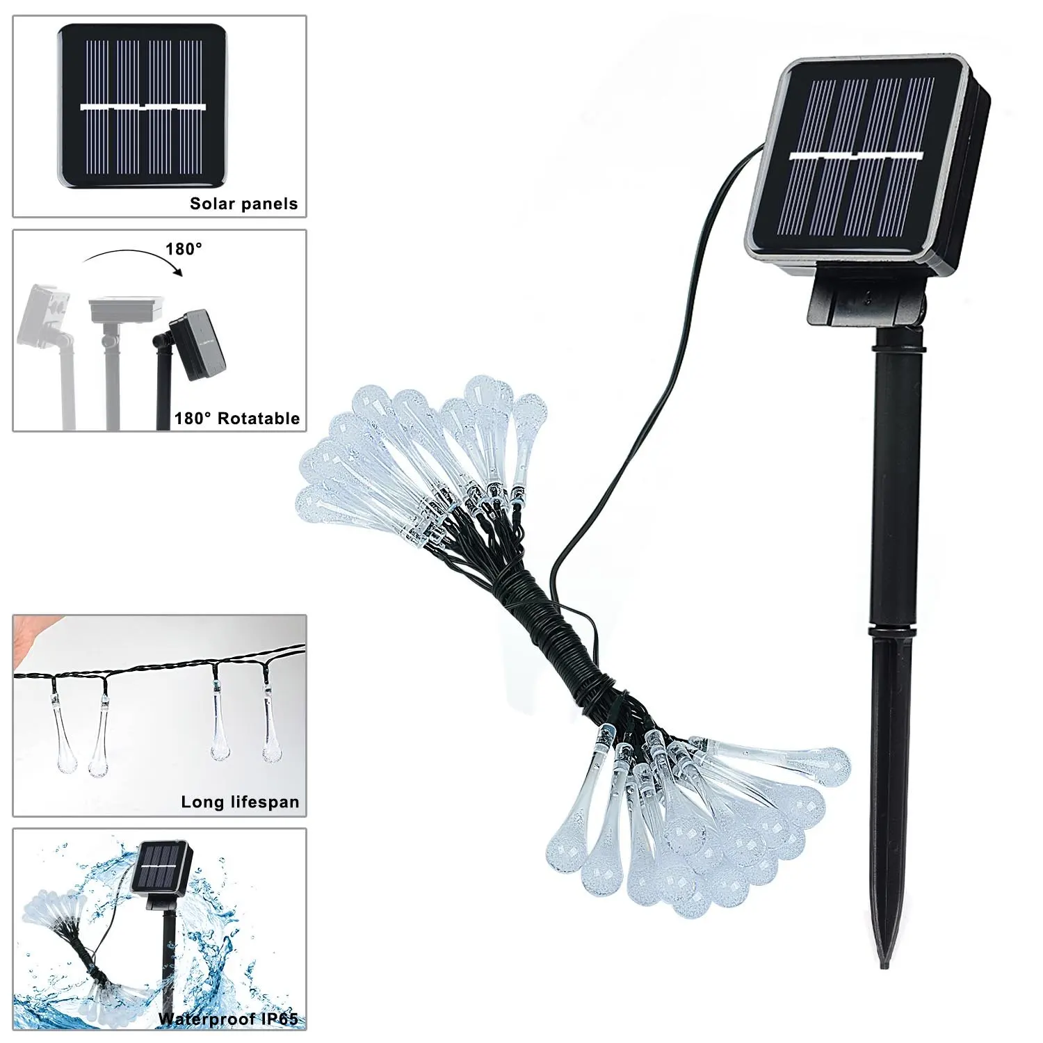 Солнечные садовые светильники из нержавеющей стали, водонепроницаемый светодиодный светильник на солнечных батареях, наружное ландшафтное освещение для газона