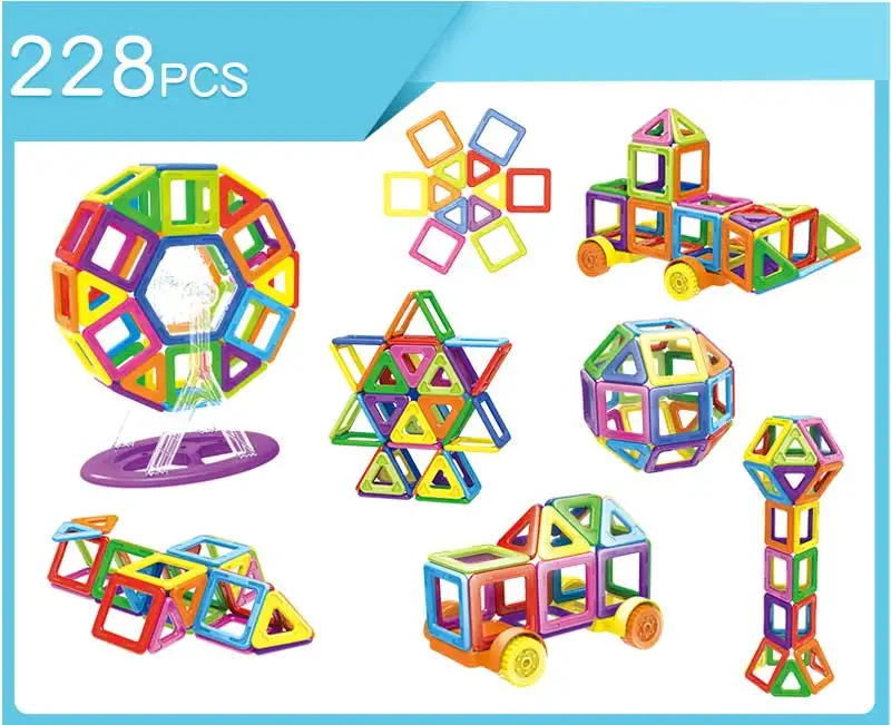 Мини-размер, разноцветный, 30-228 шт., Магнитный конструктор, набор для строительства, модель и строительные игрушки, магнитные блоки, развивающие игрушки