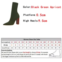 Size 42 43 Women Ankle Boots Square High Heels Pumps Fall Fashion Comfort Stretch Fabric Sock Boot Femme Party Dress Shoes - Image 6