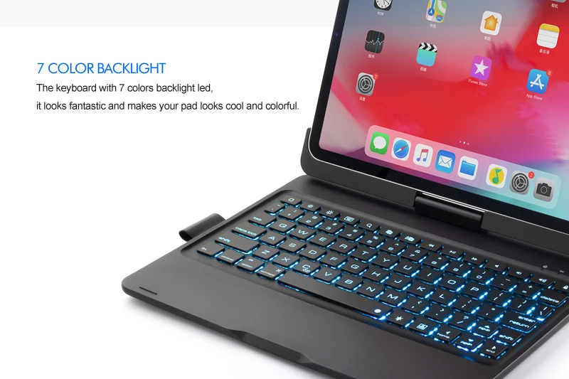 [Новинка] синяя зубная лапка Беспроводная клавиатура-чехол для iPad pro 1", Премиум жесткий чехол+ 360 Вращающийся+ 7 цветов подсветка