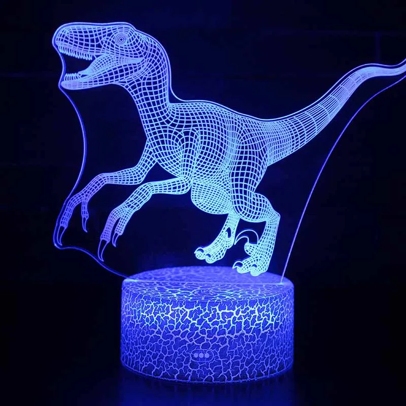 

LED Creative Dinosaur Lamp Kids Bedroom 3D Illuminated Lamp Desk Night Light With 7 Color Changing Creative Bedside Lights Gift