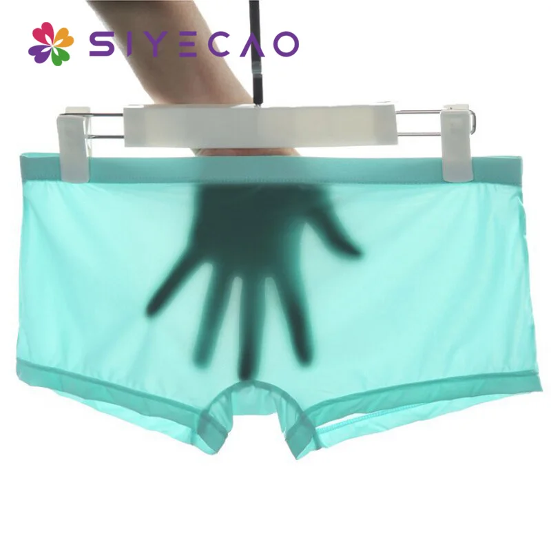 

Boxer Shorts Men Underwear Boxers Homme Sexy Transparent Mens Underpants Silky Panties Ice Silk Big Size M-XXXL Men Boxershorts