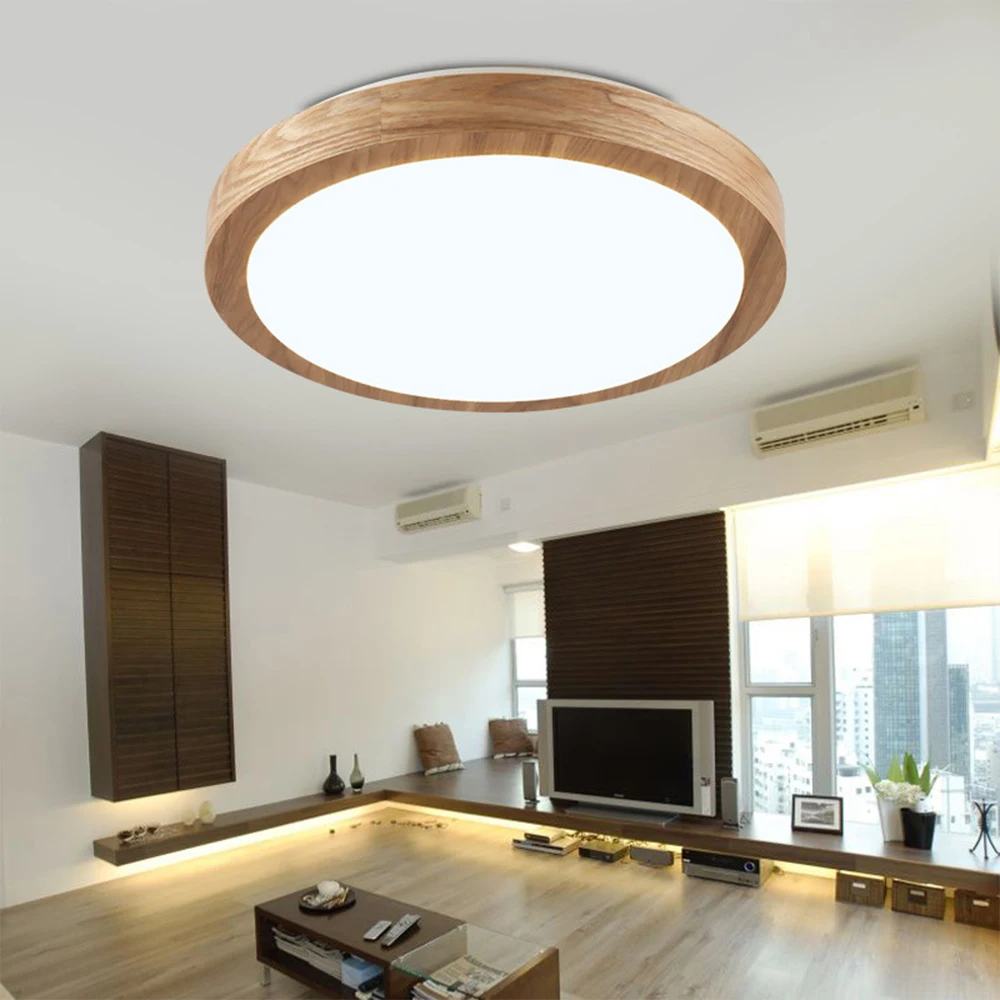 

led ceiling Light Nordic wood 6cm modern lamp remote control minimalist living room creative rubber bedroom Mounted Lighting