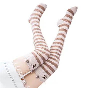 

Womens Winter Warm Coral Velvet Thigh High Stocks Over Knee Soft Long Sleep Socks
