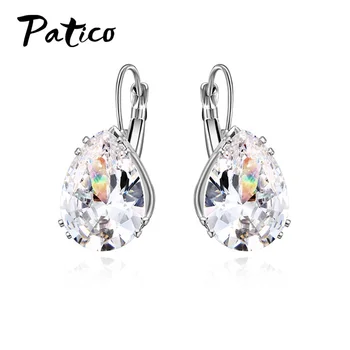 

Top Vendor Women 925 Sterling Silver Geometric Cubic Zirconia Hoop Earrings Korean Trend Jewelry Pierced Ear Rings Birthday Gift